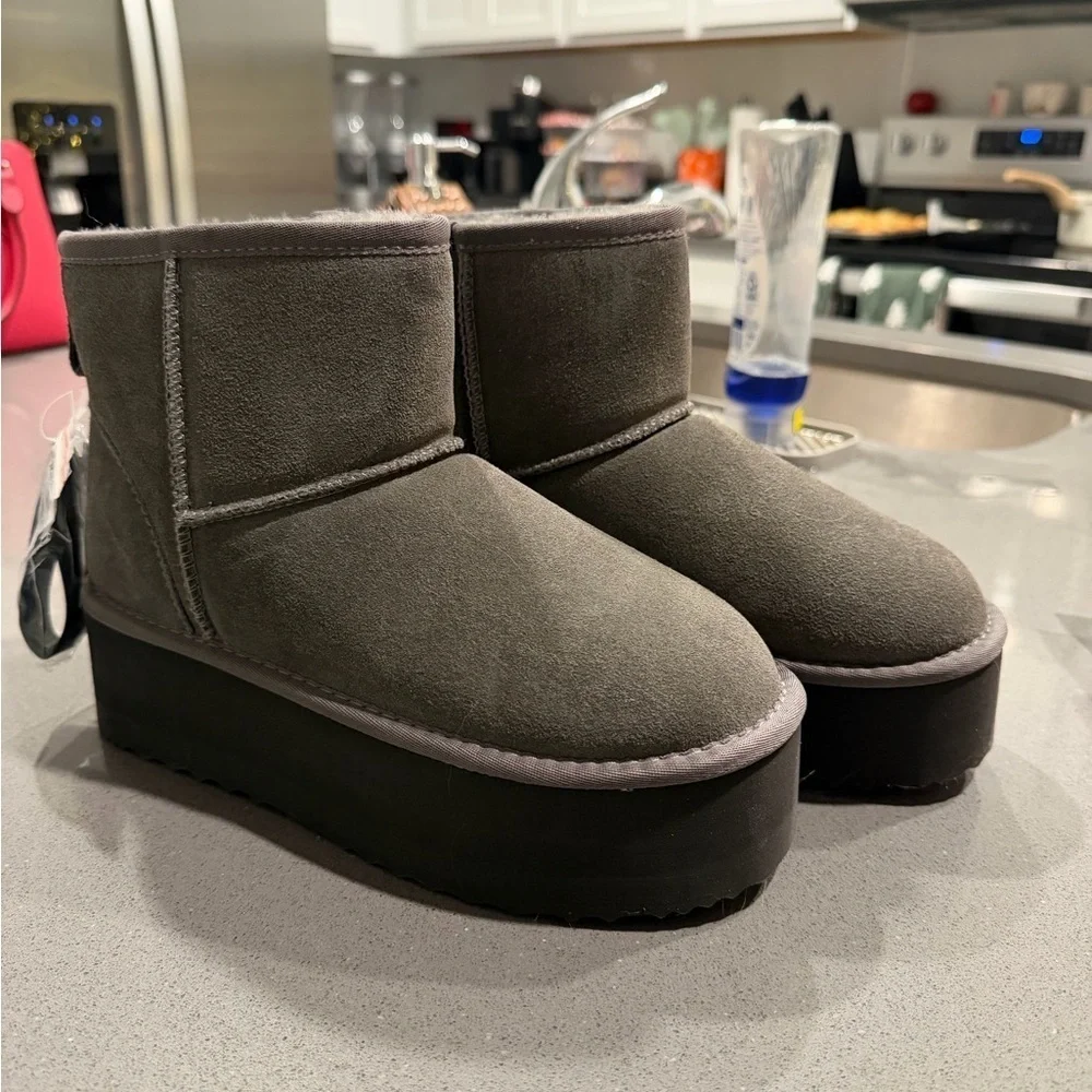 Women's Gray Platform Ankle Boots